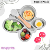 Baby Feeding Essential Baby Dinner Set Infant Training Eating Utensils-Grey